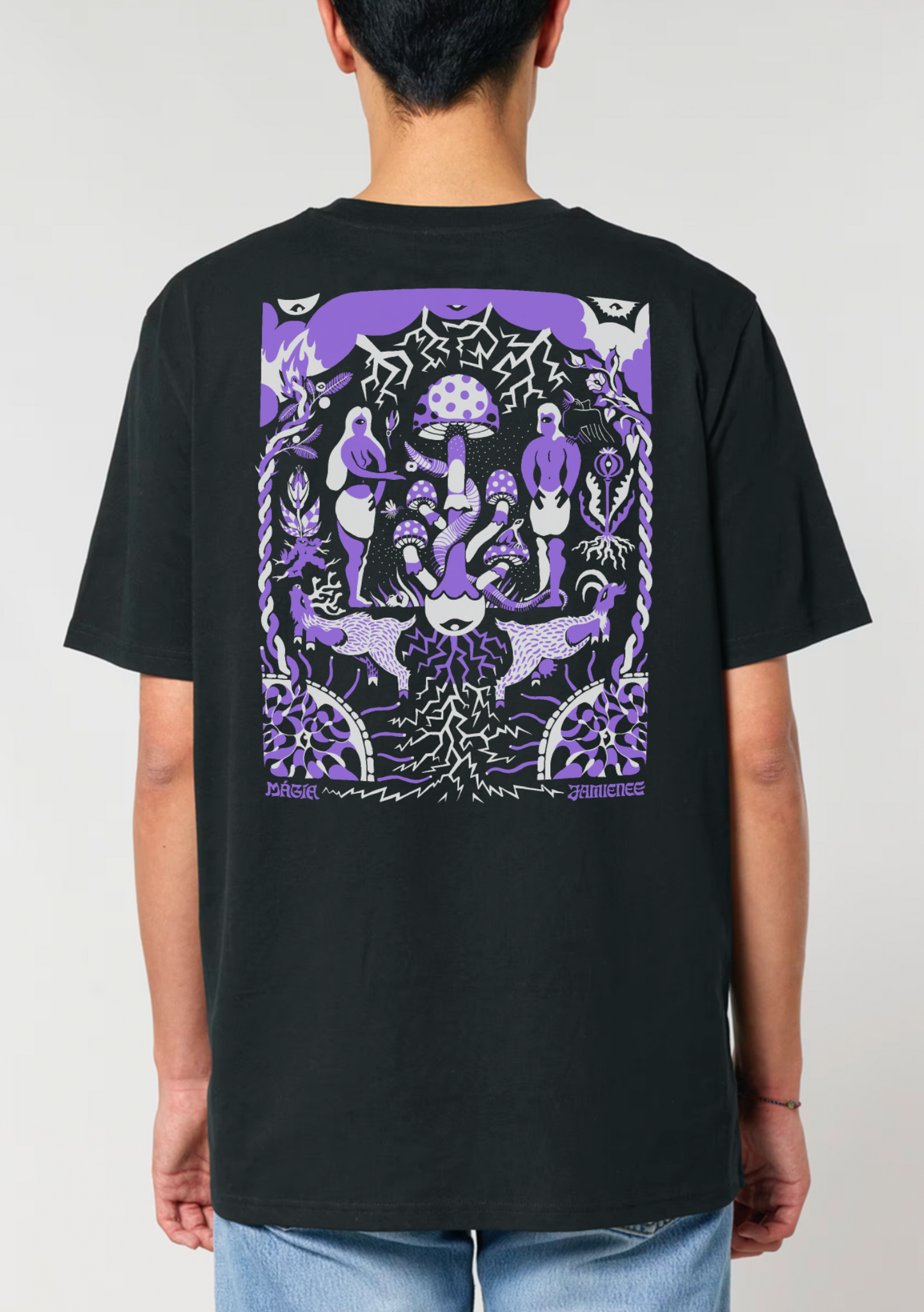 THE SACRED MUSHROOM - T SHIRT  MÁGÍA - Black  (PRE ORDER )