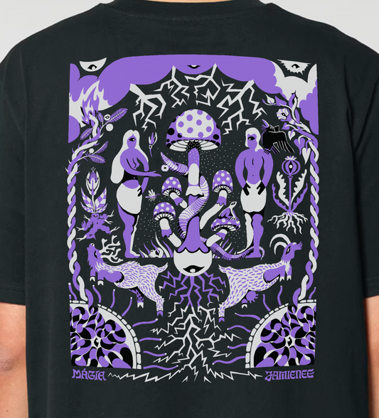 THE SACRED MUSHROOM - T SHIRT  MÁGÍA - Black  (PRE ORDER )